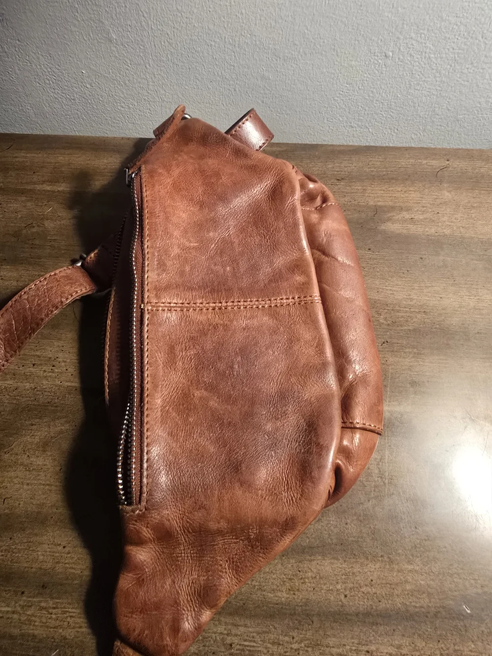 Woven Leather Crossbody Belt Bag - Brown